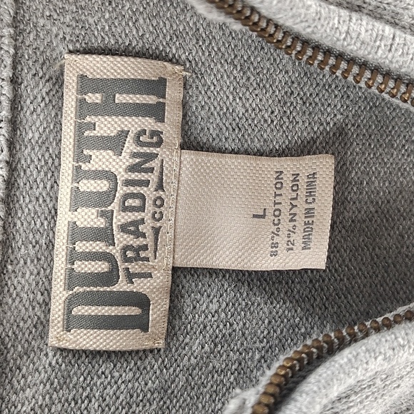 Duluth Trading Co Gray Pullover Quarter Zip Sweater Size Large Long Sleeve - Picture 2 of 5